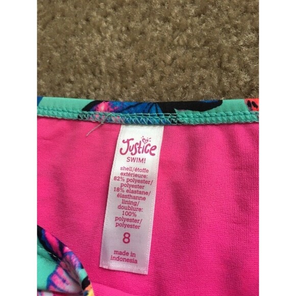 Justice Girls Colorful Print Swim Bikini Bottom Lined 1 Piece Size 8 Multicolor - Picture 4 of 6